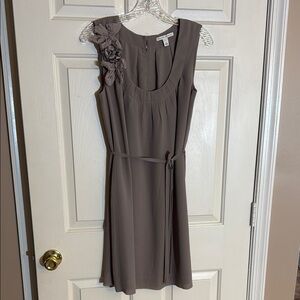 Banana Republic Elegant Taupe Dress with Floral Detail